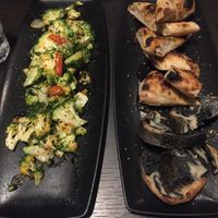 Broccoli starter and garlic bread at FED by Water in East London