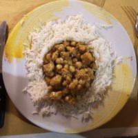 Soy chunks, chickpeas, white rice at Selezione Naturale in Turin