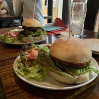 Tofu burger (right), Mushroom burger (left) at The Blackstock in Osaka