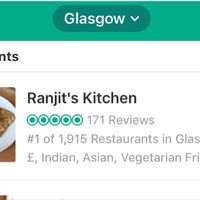 No.1 in Glasgow! at Ranjit's Kitchen in Glasgow