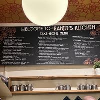 The menu  at Ranjit's Kitchen in Glasgow