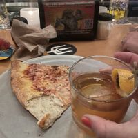 Vegan cheese pizza and an old fashion.  at Sizzle Pie - W Burnside in Portland