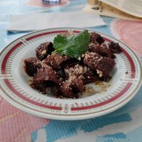 Szechuan beef appetizer at Bodhi Kosher Vegetarian Restaurant in New York City