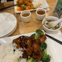 General tsos + sweet n sour chikn  at Bodhi Kosher Vegetarian Restaurant in New York City