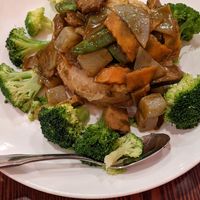 Veggies in taro nest at Bodhi Kosher Vegetarian Restaurant in New York City