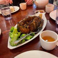 Black bean fake fish is soooo good  at Bodhi Kosher Vegetarian Restaurant in New York City