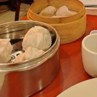 Cha Shui Baos and steamed taro dumplings ($3,95 each) at Bodhi Kosher Vegetarian Restaurant in New York City