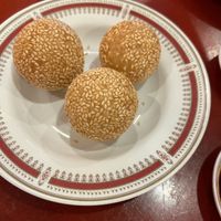 Sesame sticky rice balls    at Bodhi Kosher Vegetarian Restaurant in New York City