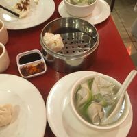 Wonton soup + meat buns  at Bodhi Kosher Vegetarian Restaurant in New York City