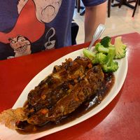 Black bean "Fish" at Bodhi Kosher Vegetarian Restaurant in New York City