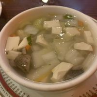 Corn & Tofu Soupp  at Bodhi Kosher Vegetarian Restaurant in New York City