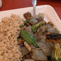 Veg meats in basil sauce lunch menu at Bodhi Kosher Vegetarian Restaurant in New York City