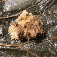 Buddha bodai vegan sticky rice lotus leaves   at Bodhi Kosher Vegetarian Restaurant in New York City