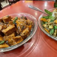 Tofu with basil and mushroomms  at Bodhi Kosher Vegetarian Restaurant in New York City