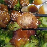 (sorry for the bad quality picture) delicious faux chicken, nice texture, very tasty! at Bodhi Kosher Vegetarian Restaurant in New York City