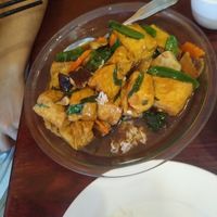 the tofu dish at Bodhi Kosher Vegetarian Restaurant in New York City