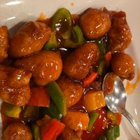 Sweet and sour chicken at Bodhi Kosher Vegetarian Restaurant in New York City