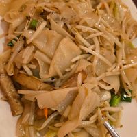 Gluten free noodles and vegan chicken at Bodhi Kosher Vegetarian Restaurant in New York City
