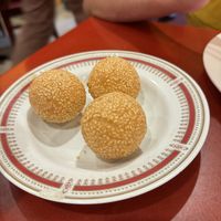 Sweet sticky rice sesame balls  at Bodhi Kosher Vegetarian Restaurant in New York City