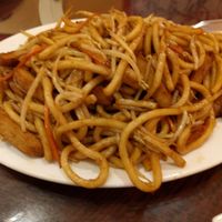 Shredded vegetable chicken lo mein at Bodhi Kosher Vegetarian Restaurant in New York City