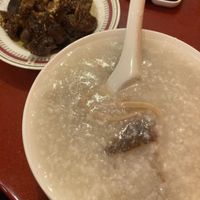House congee and Szechuan beef  at Bodhi Kosher Vegetarian Restaurant in New York City