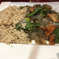 Veg meat & vegetables at Bodhi Kosher Vegetarian Restaurant in New York City