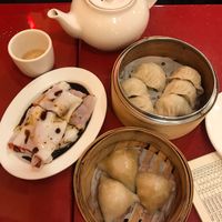 BBQ meat rolls, steamed veggie dumplings, curry dumplings at Bodhi Kosher Vegetarian Restaurant in New York City