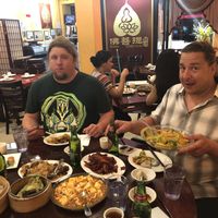 Eating the whole restaurant  at Bodhi Kosher Vegetarian Restaurant in New York City