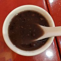 Sweet adzuki bean soup, free dinner dessert at Bodhi Kosher Vegetarian Restaurant in New York City
