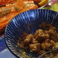 Salmon on toast and cauliflower gnocchi at Alaska Bar in Berlin