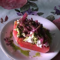 watermelon with creme cheese  at Alaska Bar in Berlin