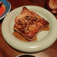 Veganer Mozarella mit walnüssen und syrup (leicht süß, auch schon angebissen) at Alaska Bar in Berlin