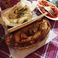 Vegan cheese and kimchi at Alaska Bar in Berlin