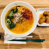 White sesame ramen with fried soy meat at T's Tan Tan in Sendai