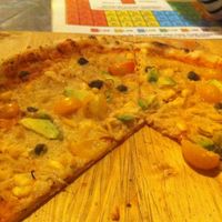 pizza and the periodic table at Pizza LAB in Leipzig