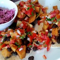 Vegan Butternut and Black Bean Tacos at Mesa Cafe in San Pedro