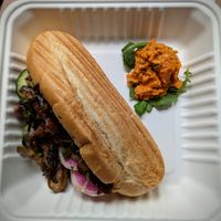 Mushroom Banh Mi 🤤 at Pulp + Sprout Juice Bar and Vegan Cafe in Asheville