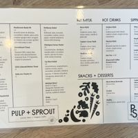 Full menu back  at Pulp + Sprout Juice Bar and Vegan Cafe in Asheville
