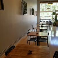 Bright, open, clean dining space! at Pulp + Sprout Juice Bar and Vegan Cafe in Asheville