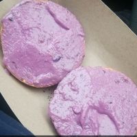 Vegan Tofruttie Fruit spread on a poppy bagel at Los Bagels in Eureka