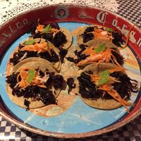 Vegan tacos - flor de Jamaica  at La Tortilleria in Kensington