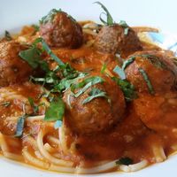 delicious spaghetti and meatballs at VegeNation in Las Vegas