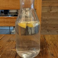 Carafe of lemon water at VegeNation in Las Vegas