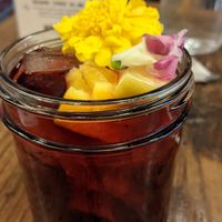 Hibiscus drink with edible flowers at VegeNation in Las Vegas