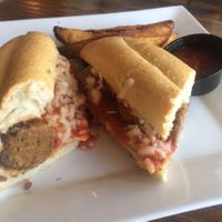 Daniel Negreanu meatball sandwich with house made fries and ketchup  at VegeNation in Las Vegas