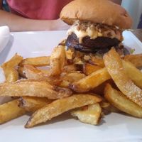 Mushroom burger with perfect fries!  at VegeNation in Las Vegas
