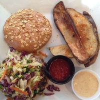Black bean burger & fries  at VegeNation in Las Vegas