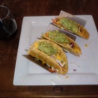 Cheeseburger tacos filled with burger crumbles, cheese, slaw, and sour cream at VegeNation in Las Vegas