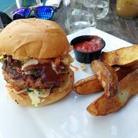 Vege nation burger with mac 'n' cheese on top at VegeNation in Las Vegas