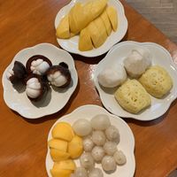 Mango, pineapple, mangosteen, custard apple, lanzones, persimmon, rambutan at Baiyoke Sky Hotel Fruit Buffet in Bangkok